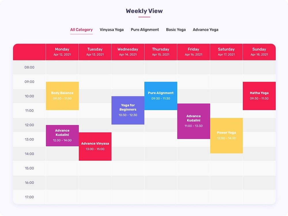 Quick Timetable - Weekly View