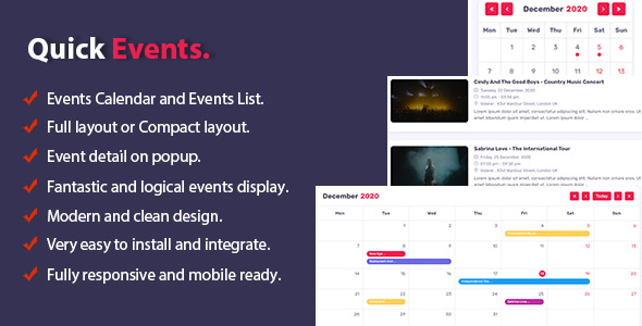 Quick Events For WordPress